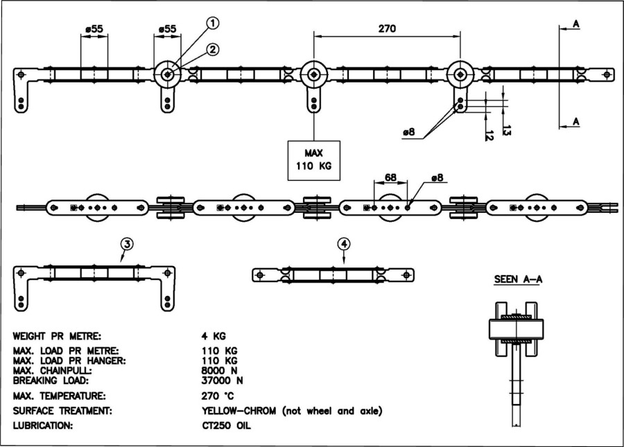 Тянущая грузонесущая цепь